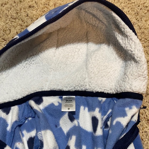 LIKE NEW super soft/warm zip-up elephant one-piece w/ sherpa-lined hood size 9M - Picture 5 of 8